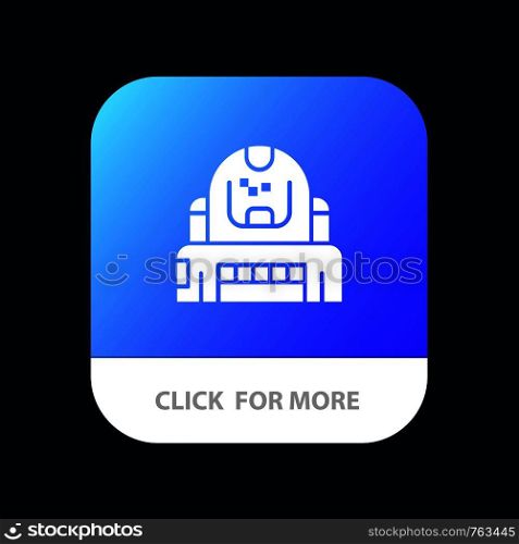 Astronaut, Cosmonaut, Explorer, Helmet, Protection Mobile App Button. Android and IOS Glyph Version
