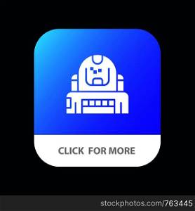 Astronaut, Cosmonaut, Explorer, Helmet, Protection Mobile App Button. Android and IOS Glyph Version