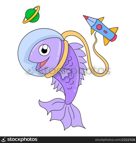 astronaut fish flying in space
