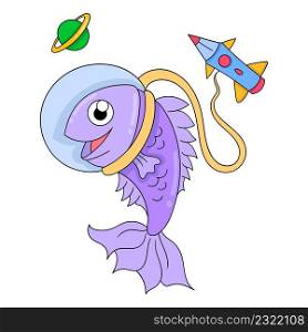 astronaut fish flying in space