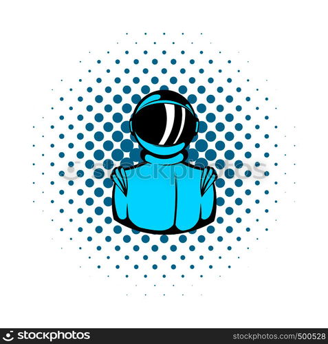 Astronaut in spacesuit icon in comics style on a white background . Astronaut in spacesuit icon, comics style