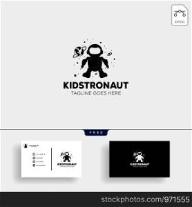 astronaut kids, children dreams logo template vector illustration with business card. astronaut kids, children dreams logo template vector illustration