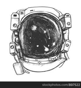 Astronaut Space Exposure Suit Monochrome Vector. Special Cosmic Suit For Exploring Galaxy And Planet. Spaceman Equipment For Discovery Designed In Retro Style Black And White Illustration. Astronaut Space Exposure Suit Monochrome Vector