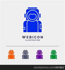astronaut, space, spaceman, helmet, suit 5 Color Glyph Web Icon Template isolated on white. Vector illustration. Vector EPS10 Abstract Template background