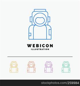 astronaut, space, spaceman, helmet, suit 5 Color Line Web Icon Template isolated on white. Vector illustration