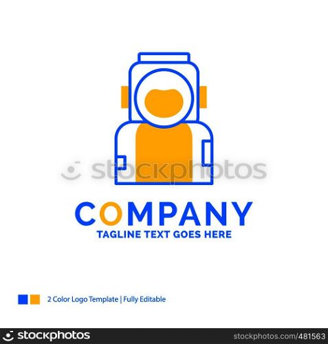astronaut, space, spaceman, helmet, suit Blue Yellow Business Logo template. Creative Design Template Place for Tagline.