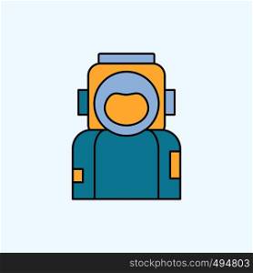 astronaut, space, spaceman, helmet, suit Flat Icon. green and Yellow sign and symbols for website and Mobile appliation. vector illustration. Vector EPS10 Abstract Template background