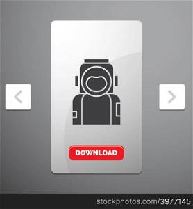 astronaut, space, spaceman, helmet, suit Glyph Icon in Carousal Pagination Slider Design & Red Download Button