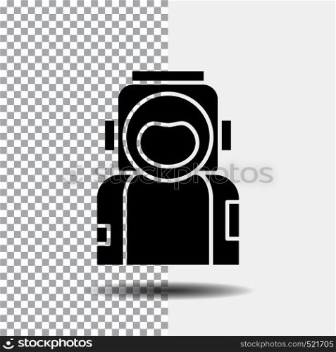 astronaut, space, spaceman, helmet, suit Glyph Icon on Transparent Background. Black Icon. Vector EPS10 Abstract Template background