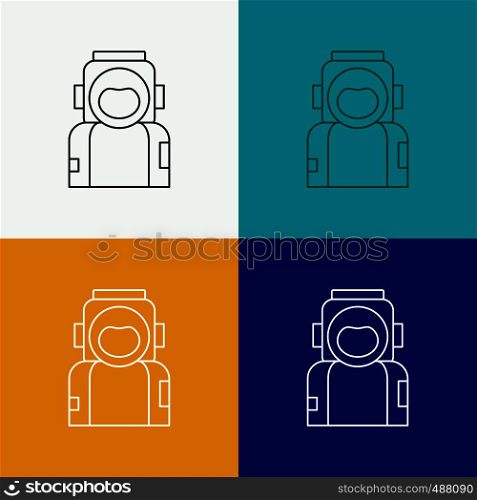 astronaut, space, spaceman, helmet, suit Icon Over Various Background. Line style design, designed for web and app. Eps 10 vector illustration. Vector EPS10 Abstract Template background