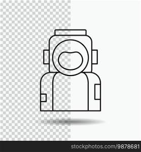 astronaut, space, spaceman, helmet, suit Line Icon on Transparent Background. Black Icon Vector Illustration. Vector EPS10 Abstract Template background