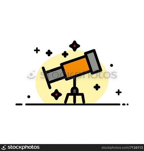 Astronaut, Space, Telescope Business Flat Line Filled Icon Vector Banner Template