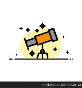 Astronaut, Space, Telescope Business Flat Line Filled Icon Vector Banner Template