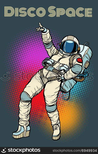 astronaut woman dancing disco. Pop art retro comic book vector illustration hand drawn. astronaut woman dancing disco