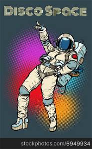 astronaut woman dancing disco. Pop art retro comic book vector illustration hand drawn. astronaut woman dancing disco