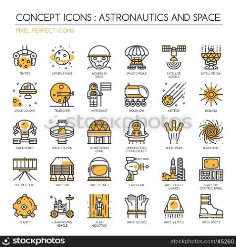 Astronautics and space , Thin Line and Pixel Perfect Icons