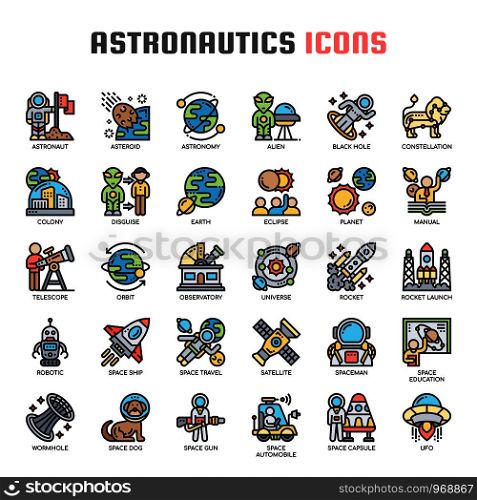 Astronautics Technology , Thin Line and Pixel Perfect Icons
