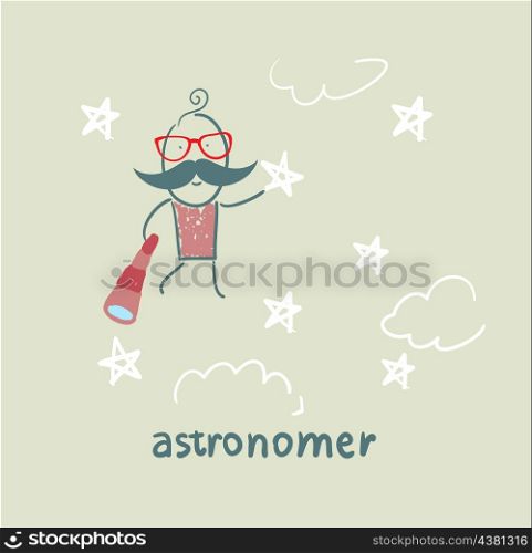 astronomer flies in the stars