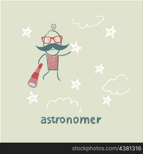 astronomer flies in the stars