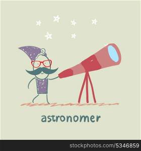 astronomer looking through a telescope