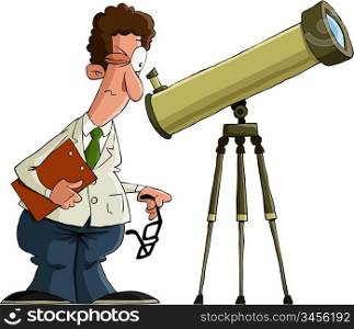 Astronomer on a white background, vector illustration