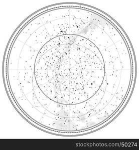 Astronomical Celestial Map of Northern Hemisphere (detailed outline Chart EPS-10). Astronomical Celestial Map