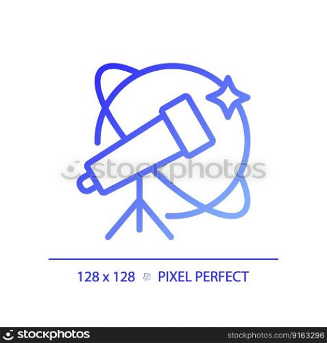 Astronomy and STEM pixel perfect gradient linear vector icon. Alternative way to study celestial bodies. Education. Thin line color symbol. Modern style pictogram. Vector isolated outline drawing. Astronomy and STEM pixel perfect gradient linear vector icon