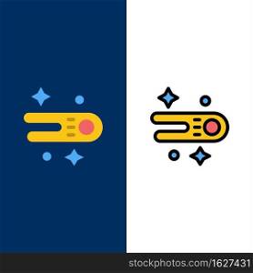 Astronomy, Comet, Space  Icons. Flat and Line Filled Icon Set Vector Blue Background