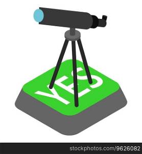Astronomy concept icon isometric vector. Astronomical telescope on tripod icon. Science, research, study. Astronomy concept icon isometric vector. Astronomical telescope on tripod icon