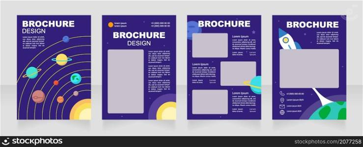 Astronomy courses for beginners blank brochure design. Template set with copy space for text. Premade corporate reports collection. Editable 4 paper pages. Arial Black, Regular fonts used. Astronomy courses for beginners blank brochure design