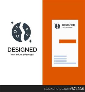 Astronomy, Destroyed, Galaxy, Planet, Space Grey Logo Design and Business Card Template