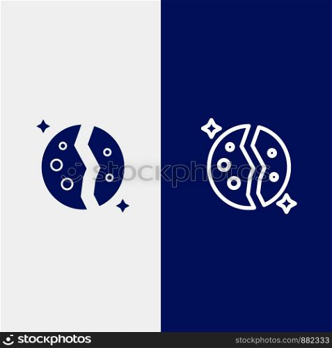 Astronomy, Destroyed, Galaxy, Planet, Space Line and Glyph Solid icon Blue banner Line and Glyph Solid icon Blue banner