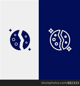 Astronomy, Destroyed, Galaxy, Planet, Space Line and Glyph Solid icon Blue banner Line and Glyph Solid icon Blue banner
