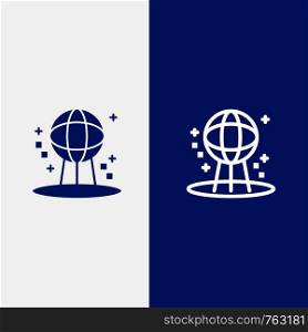 Astronomy, Earth, Space, World Line and Glyph Solid icon Blue banner Line and Glyph Solid icon Blue banner