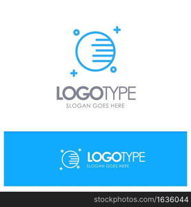 Astronomy, Planet, Space Blue Outline Logo Place for Tagline