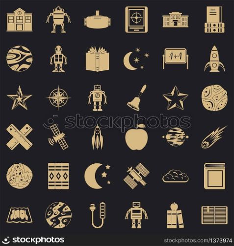 Astronomy robot icons set. Simple style of 36 astronomy robot vector icons for web for any design. Astronomy robot icons set, simple style