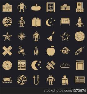 Astronomy robot icons set. Simple style of 36 astronomy robot vector icons for web for any design. Astronomy robot icons set, simple style