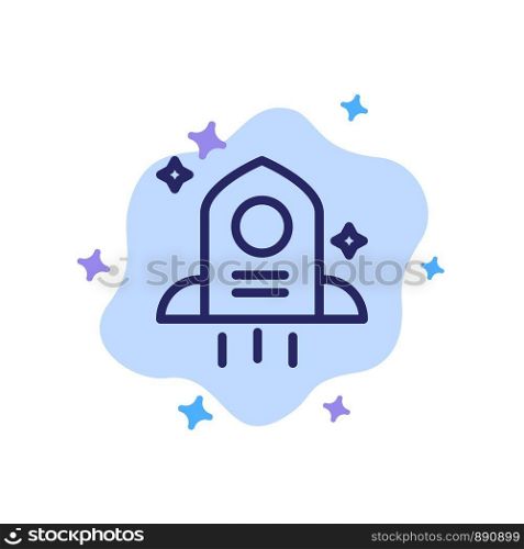 Astronomy, Rocket, Space Blue Icon on Abstract Cloud Background