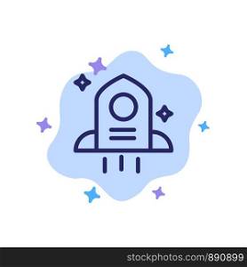 Astronomy, Rocket, Space Blue Icon on Abstract Cloud Background