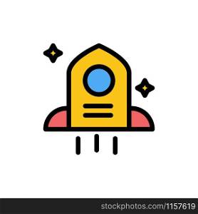 Astronomy, Rocket, Space Flat Color Icon. Vector icon banner Template