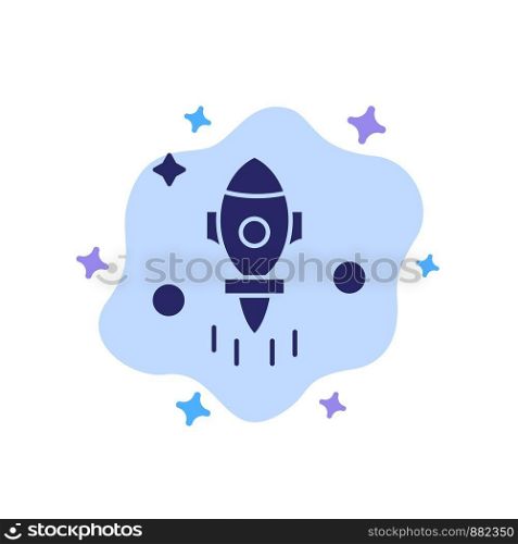 Astronomy, Rocket, Space, Fly Blue Icon on Abstract Cloud Background