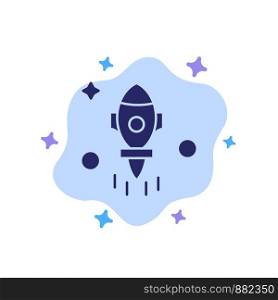 Astronomy, Rocket, Space, Fly Blue Icon on Abstract Cloud Background