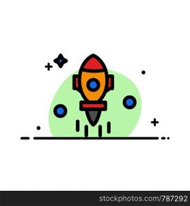 Astronomy, Rocket, Space, Fly Business Flat Line Filled Icon Vector Banner Template