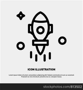 Astronomy, Rocket, Space, Fly Line Icon Vector