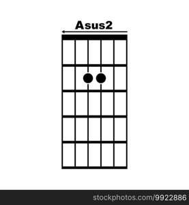 Asus2  guitar chord icon. Basic guitar chord vector illustration symbol design