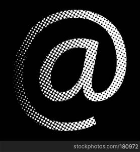 at e-mail sign halftone  vector symbol icon design. Beautiful illustration isolated on black background

