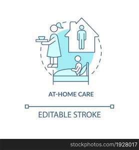 At home care blue concept icon. Pneumonia treatment abstract idea thin line illustration. Home quarantine. Treating seasonal respiratory illness. Vector isolated outline color drawing. Editable stroke. At home care blue concept icon