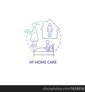 At home care blue gradient concept icon. Pneumonia treatment abstract idea thin line illustration. Avoiding close contact with people. Medical leave. Vector isolated outline color drawing. At home care blue gradient concept icon