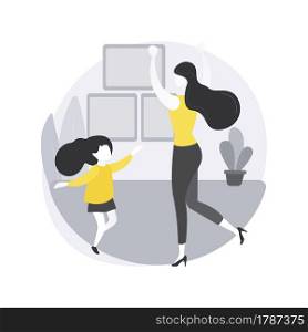 At-home dance class abstract concept vector illustration. Home dance quarantine training platform, online lesson, relief stress, live streaming, stay home, social distance abstract metaphor.. At-home dance class abstract concept vector illustration.