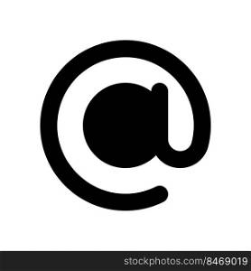 At sign black glyph ui icon. Email address. Online communication. Ampersand. User interface design. Silhouette symbol on white space. Solid pictogram for web, mobile. Isolated vector illustration. At sign black glyph ui icon